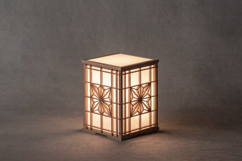 滋賀県米原市の笹木木工が製作した組子行灯